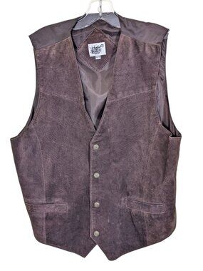 Vintage River Washed Vest Brown Suede Leather Western Motorcycle Cowboy Size XL